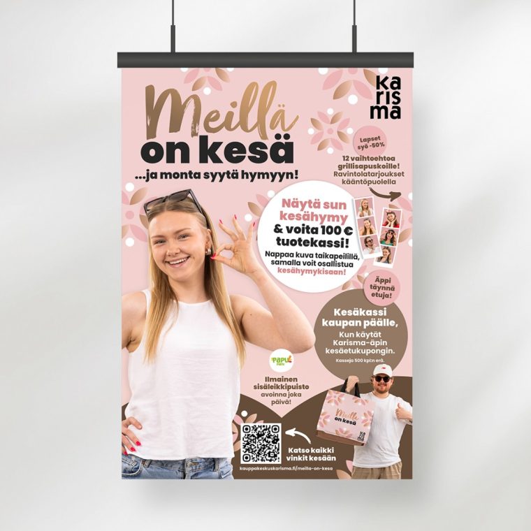 Mainostoimisto Queens Kauppakeskus Karisma kampanjailmeen suunnittelu, Karisman kesä: Meillä on kesä.