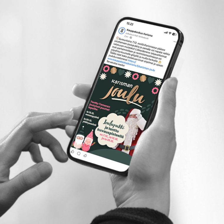 Mainostoimisto Queens Kauppakeskus Karisma sähköiset kanavat, somejulkaisut