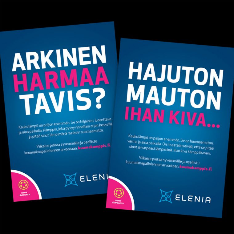 Mainostoimisto Queens referenssi Elenia kampanjajulisteet